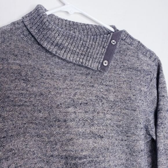 Gap Gray & Tan Mock Neck Button Collar Knit Tunic Sweater Women's Size XS - Picture 2 of 9